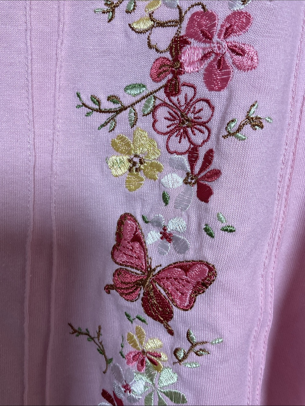 Shenanigans Pink Floral Butterfly Embroidered Henley Top Size M NWT Cottagecore - Picture 4 of 9